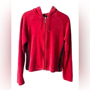 Nike Velour Zip-Up Hoodie Jacket Red Black Youth 8-10